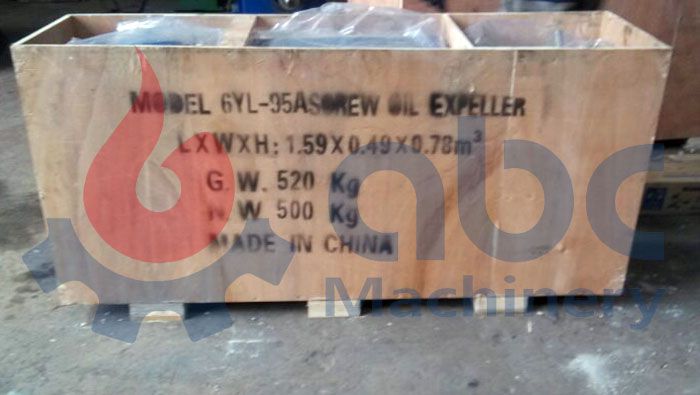 small vegetable oil press being packaging - exported to Malaysia