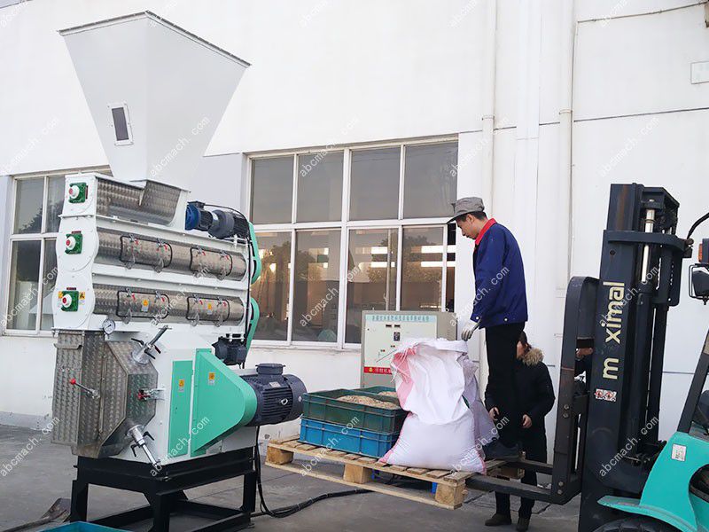 pellet making machine test run for producing poultry feed