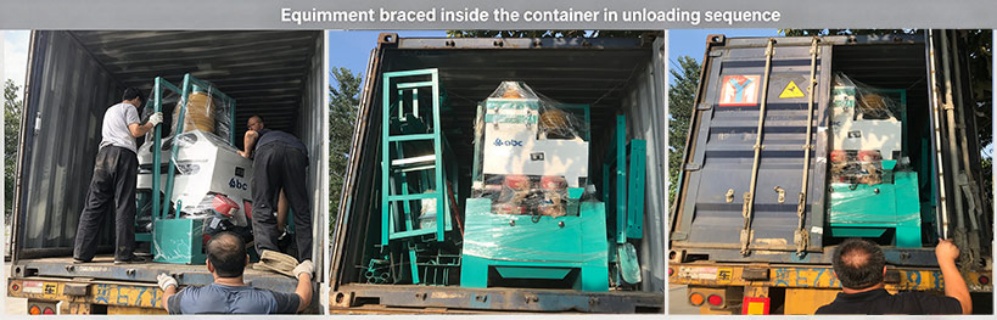 wheat flour milling equipment braced inside shipping container
