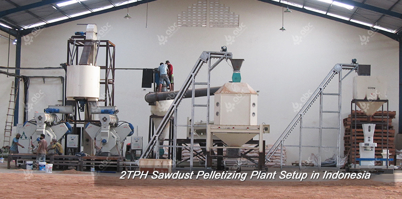 commercial sawdust pelletizing plant setup in Indonesia